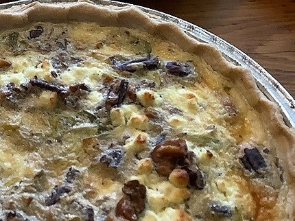 Quiche poireau, pacanes et fromage de chèvre